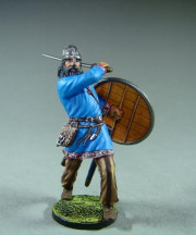 Viking with battle sword in action